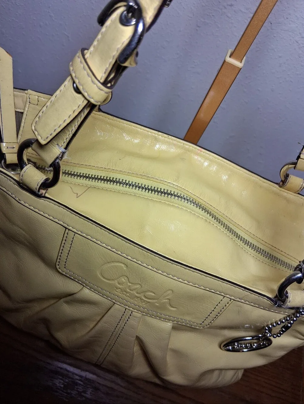 Coach Y2k Yello Patent Leather Tote